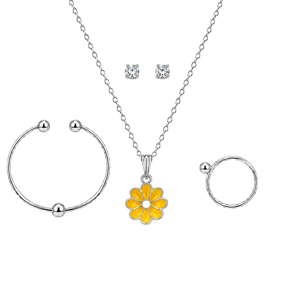 Yellow Floral Charm Necklace
