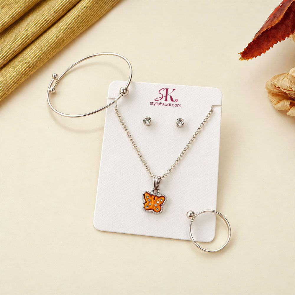 Golden Butterfly Charm Jewelry Set