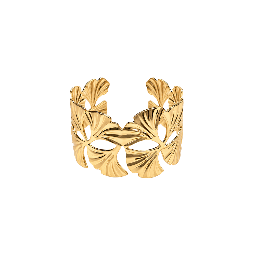 Golden Floral Leaf Statement Cuff