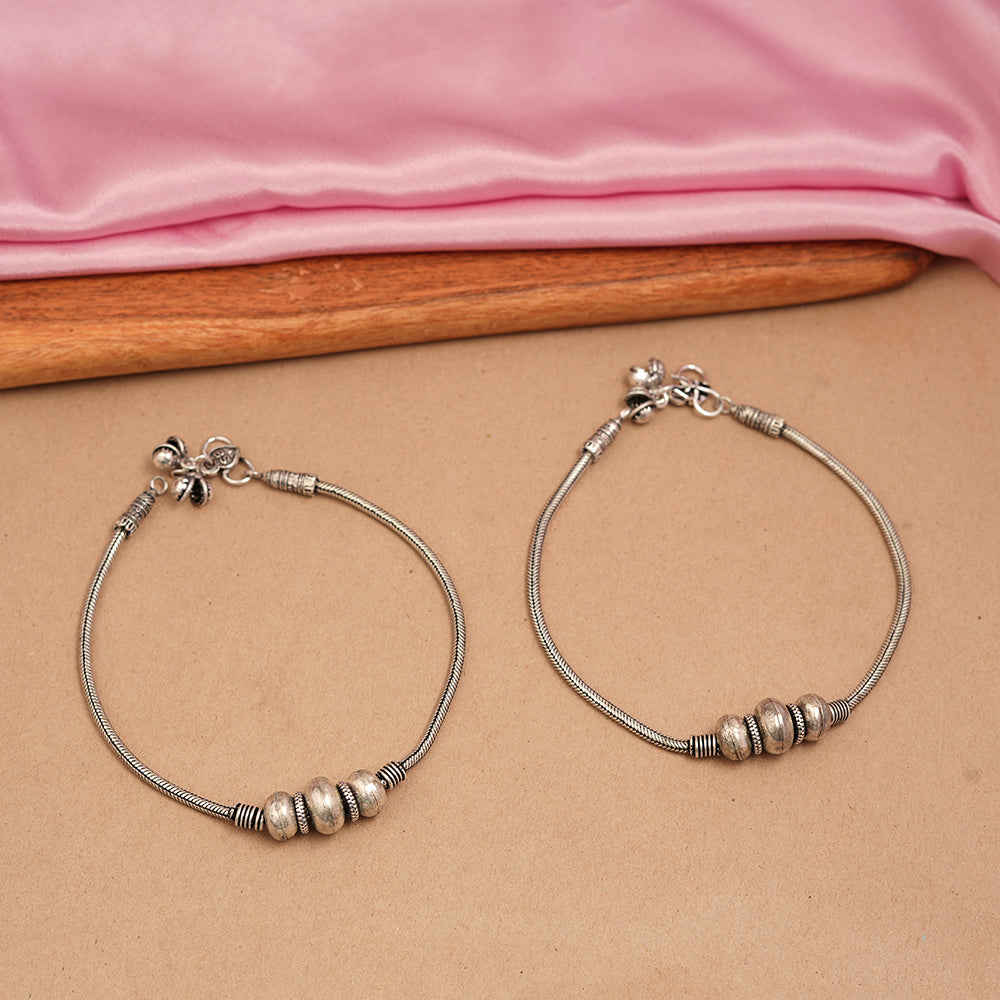 Silver whisper oxidised anklet (Silver)