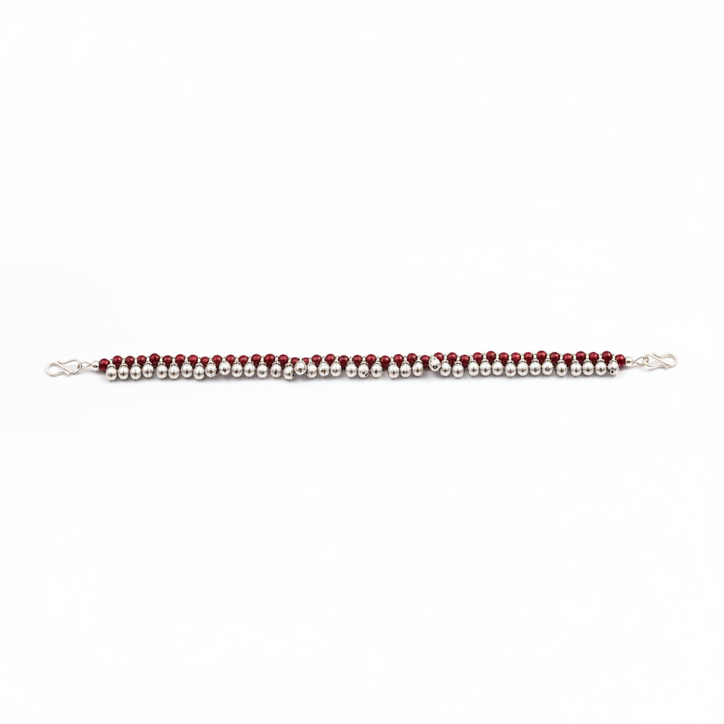 Red beetle pearl anklet (Dark Maroon)
