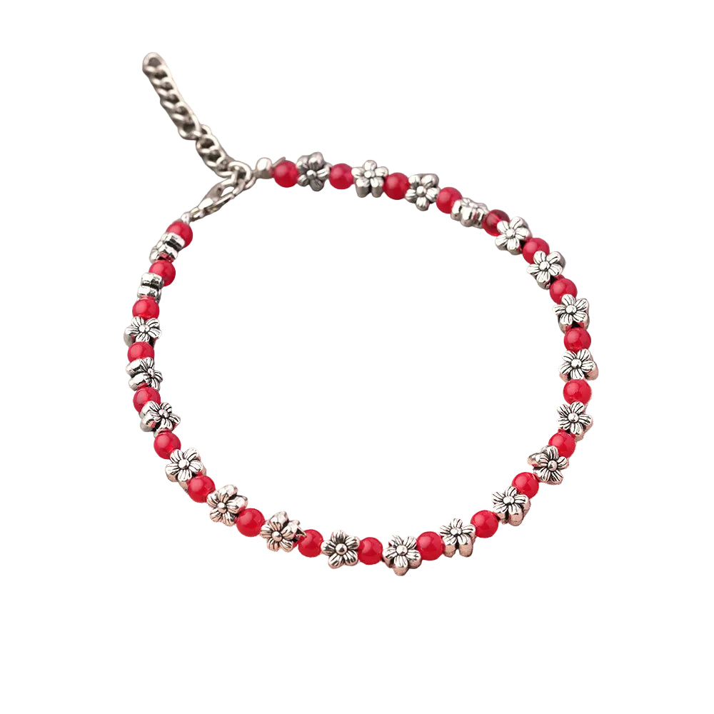 BeadedBeauty Oxidised anklet (Red)