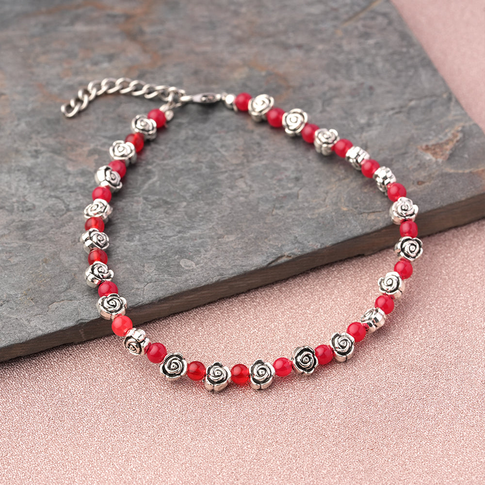 RadiantRose oxidised anklet (Red)