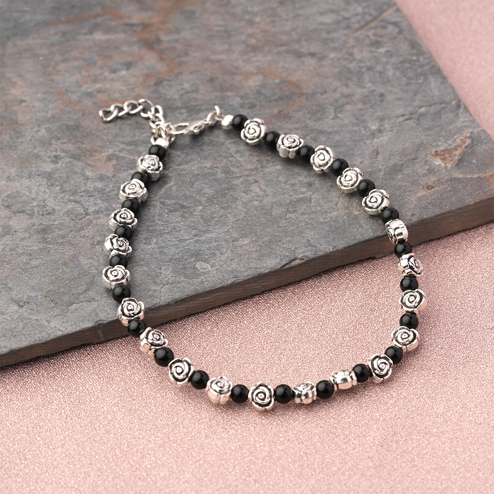 RadiantRose oxidised anklet (Black)