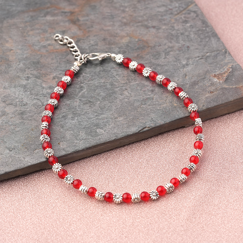 DaintyDaisy Oxidised anklet (Red)