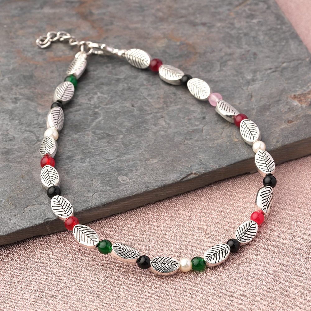 FernGlow beaded Anklet (Multicolored)