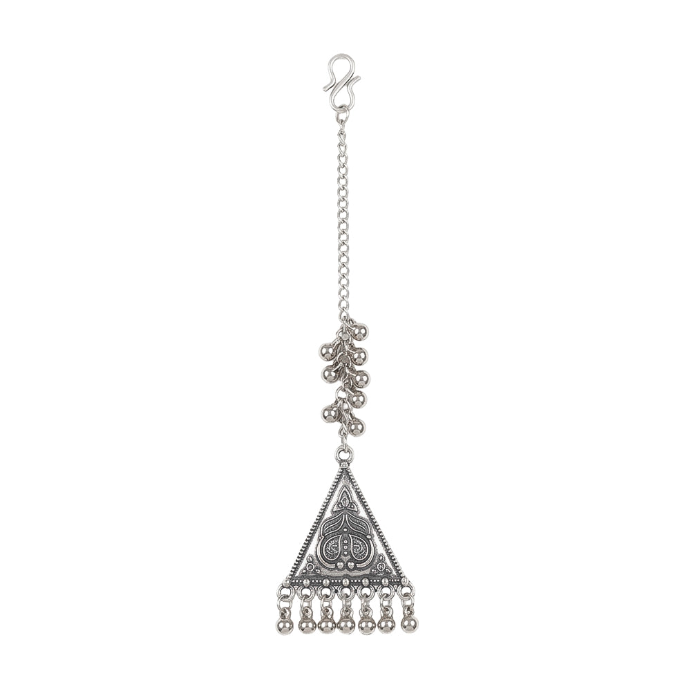 Timeless trikon oxidised mangtikka (Silver)