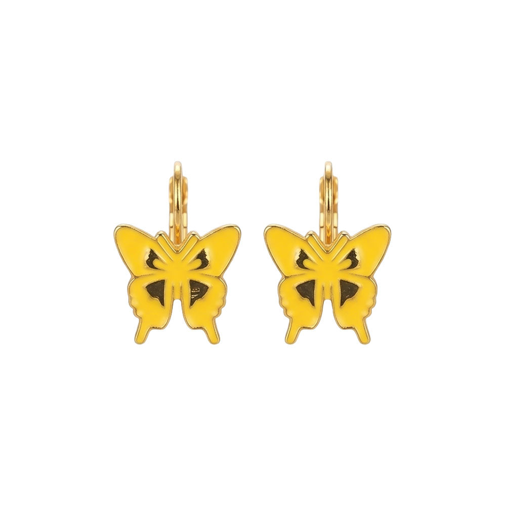 Yellow Butterfly Enamel Earrings