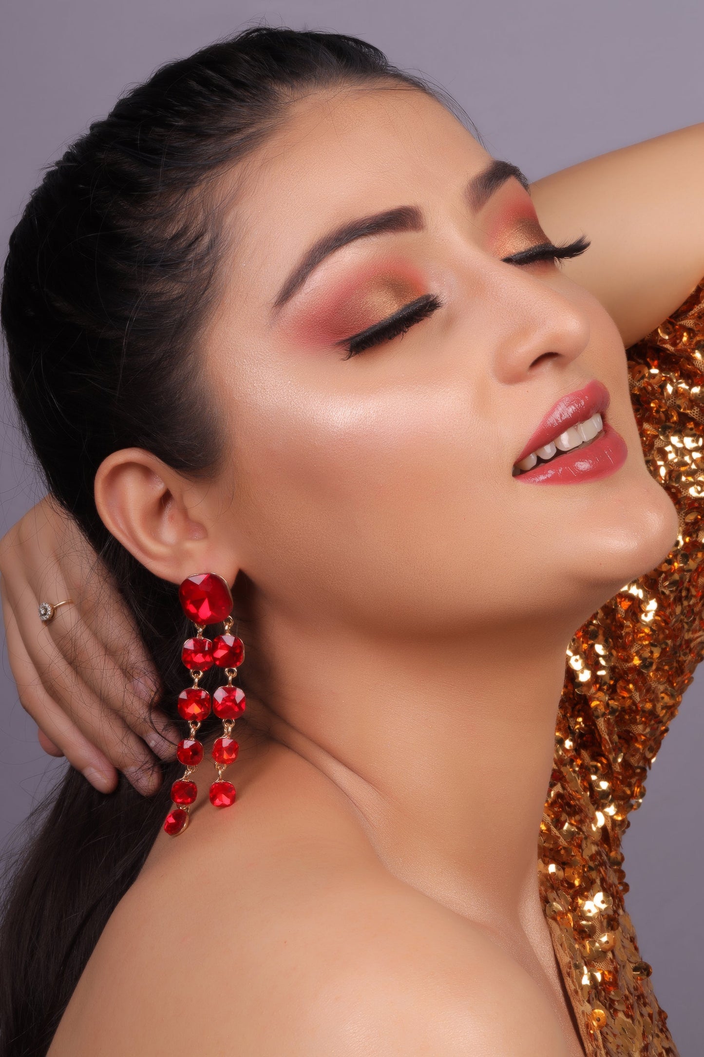 Hanging Red Crystal Earrings