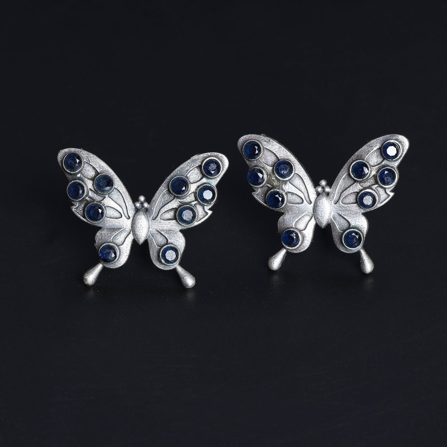 Black stone Studded Butterfly Brass Danglers