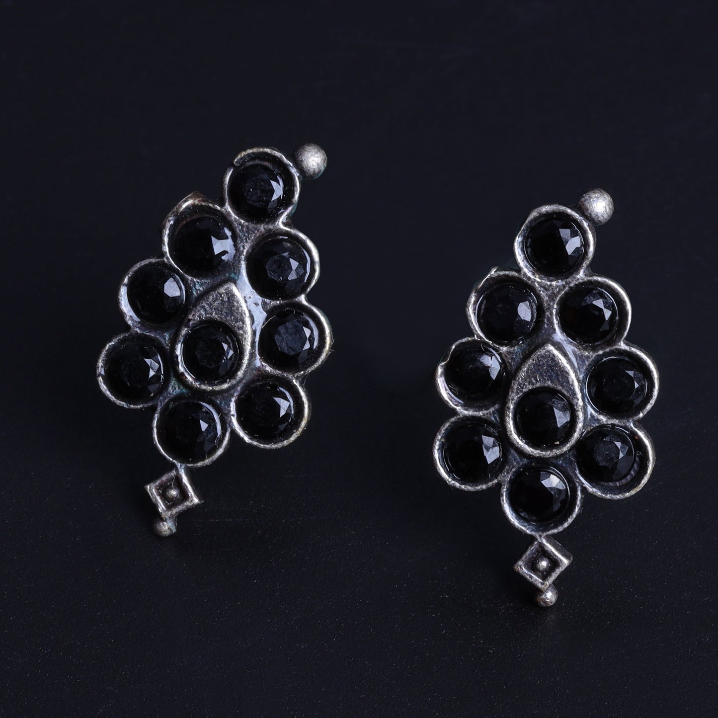 Black Stone Studded Brass Studs