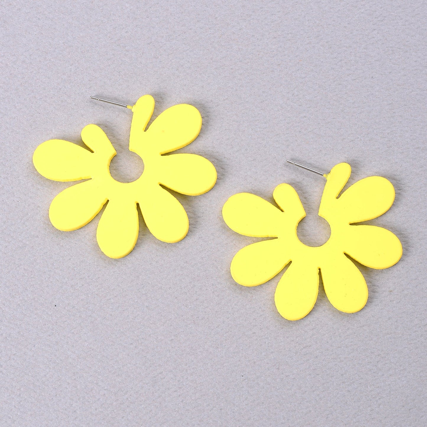 Yellow Flowery Stud Earrings