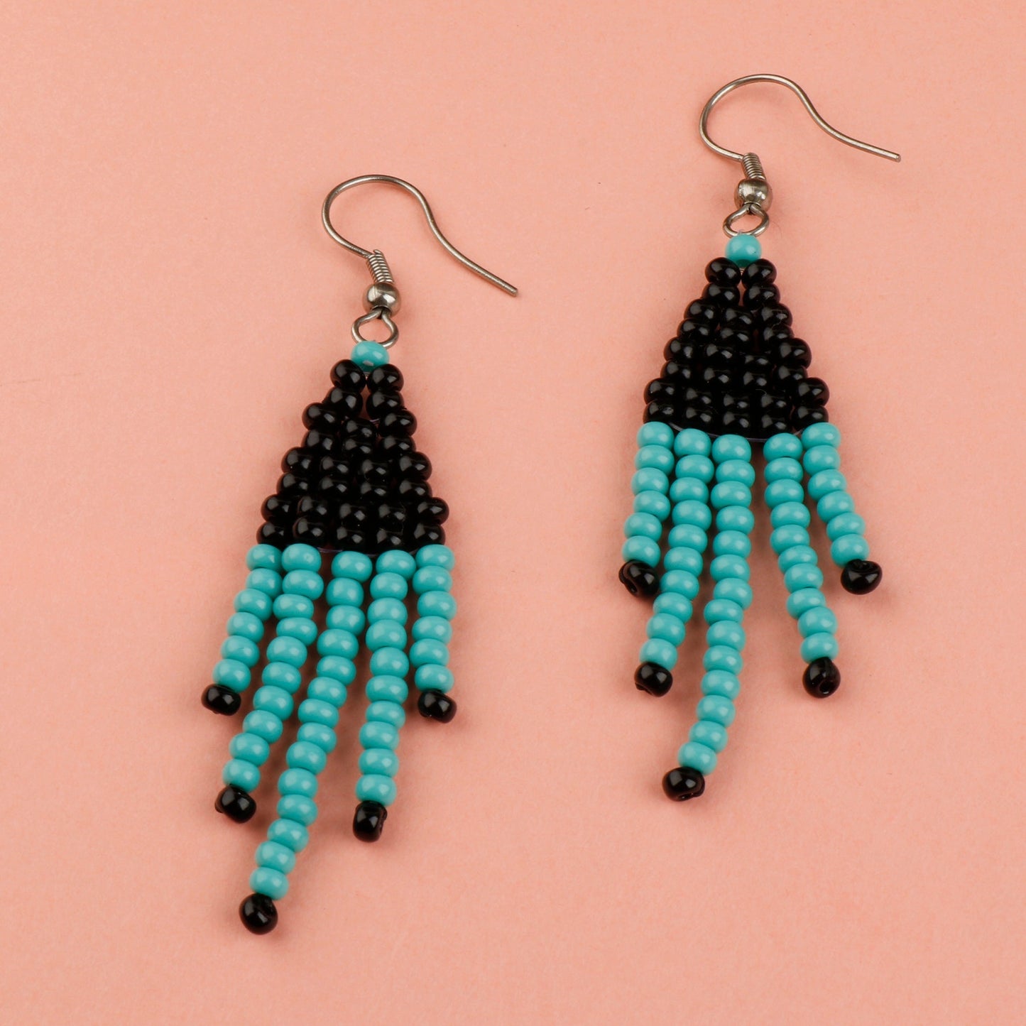 Black and Blue Beady Earrings