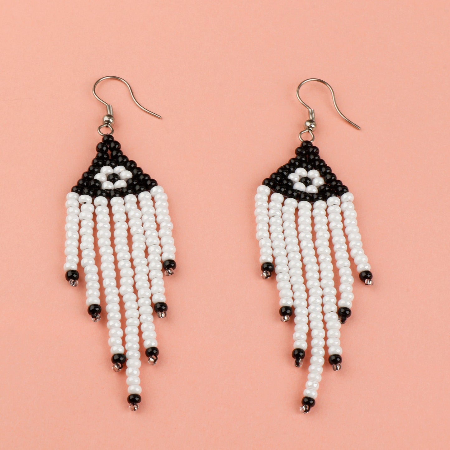 Black and White beady Earring