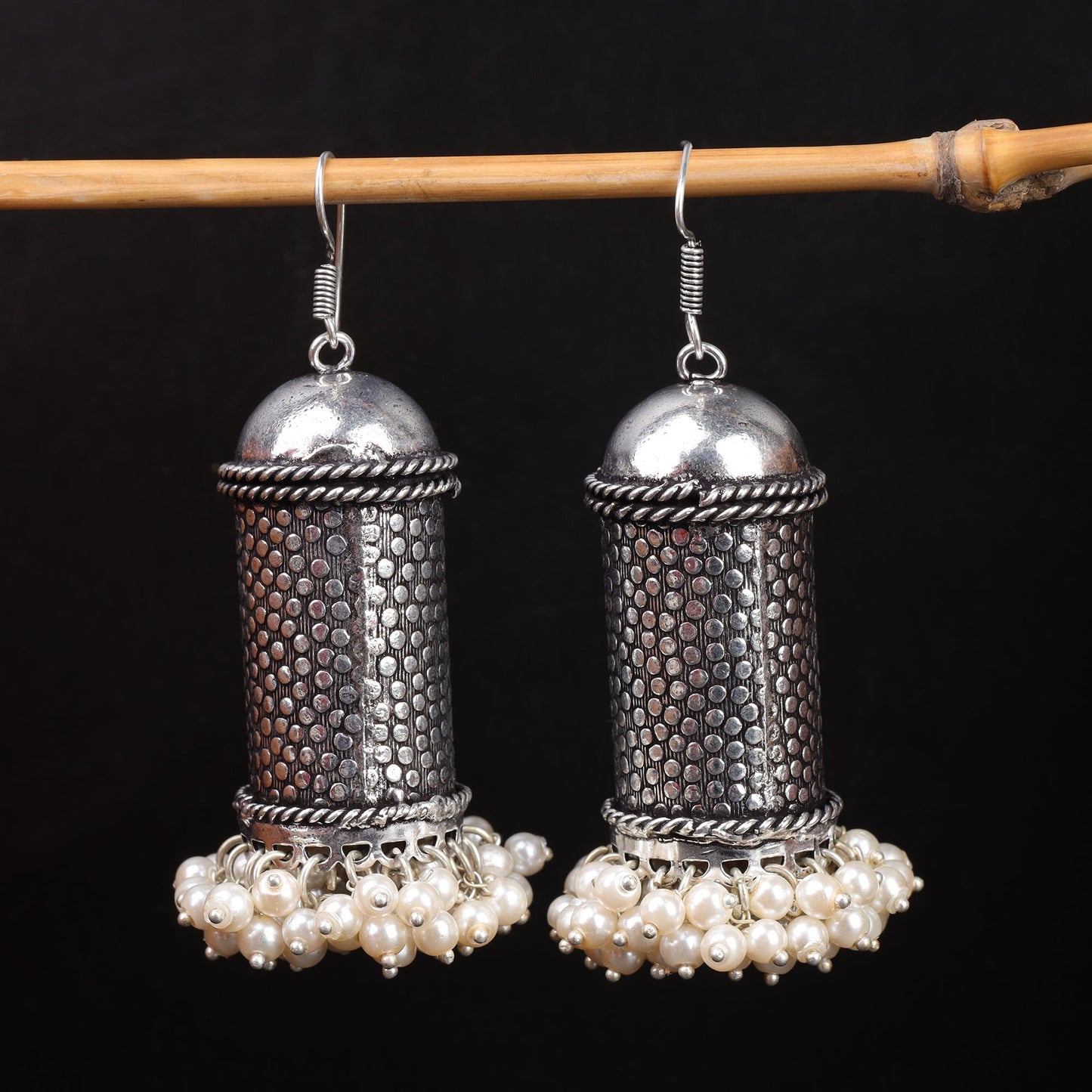 Heavy Brass Danglers with Lots of Pearls