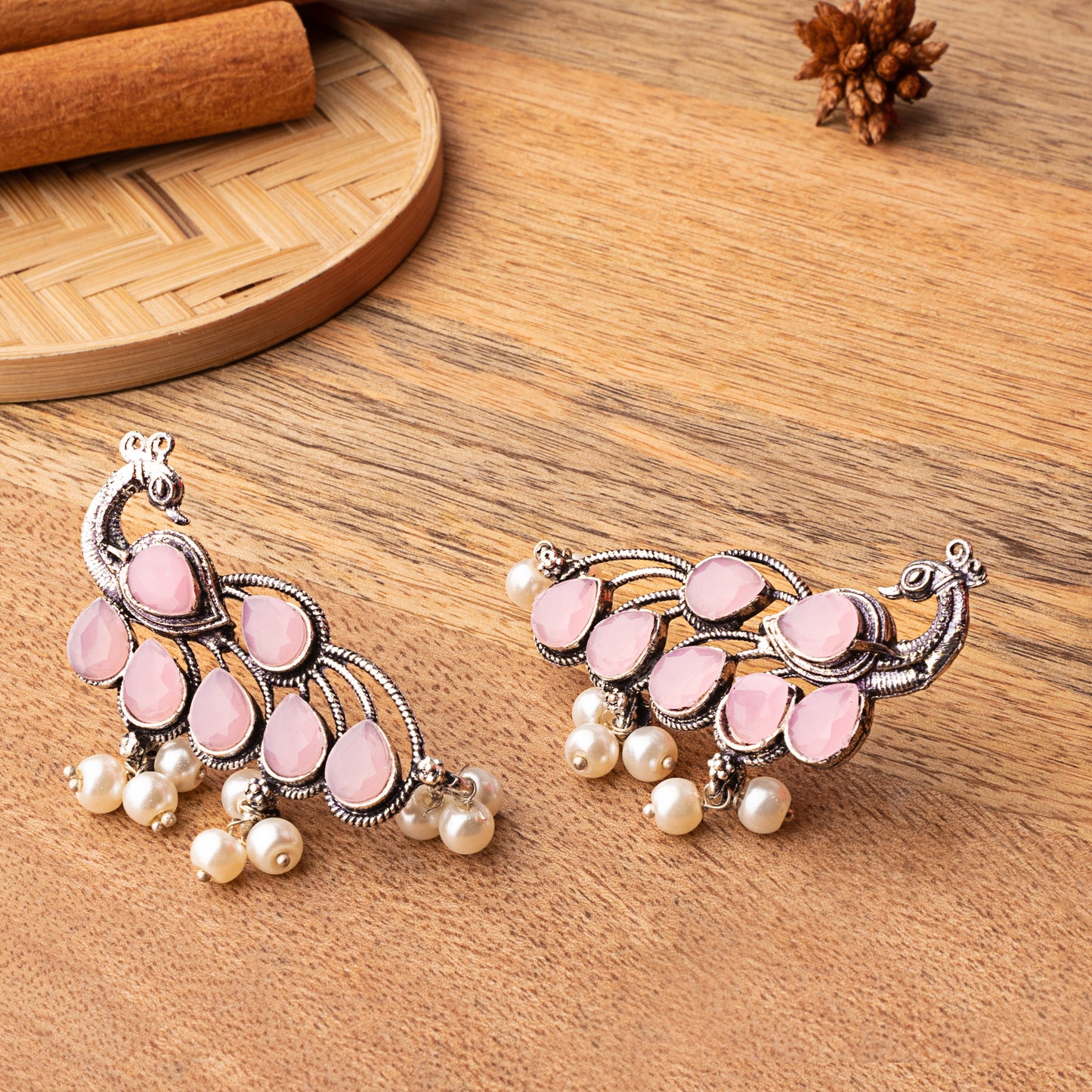 Mor vibrance pearl dangler earrings (Baby Pink)