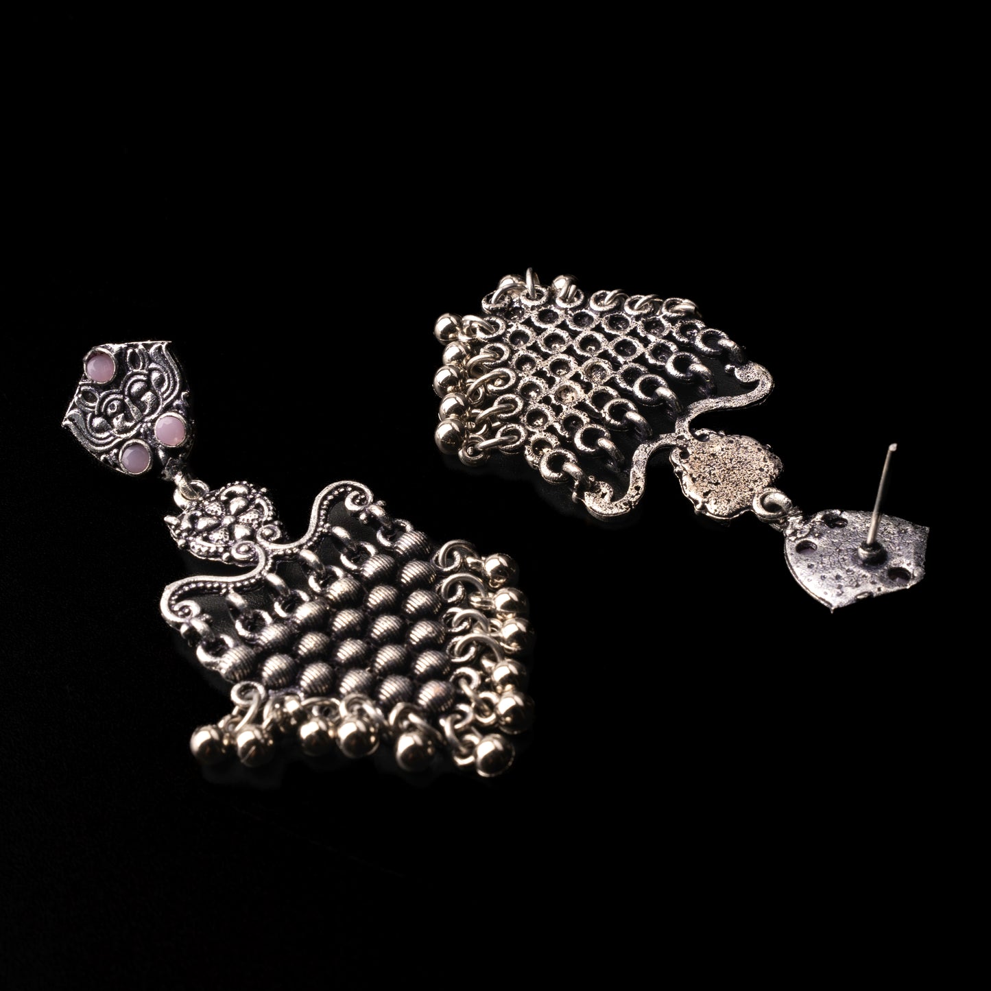 Chan-Chan ghunghroo dangler earring (Baby Pink)