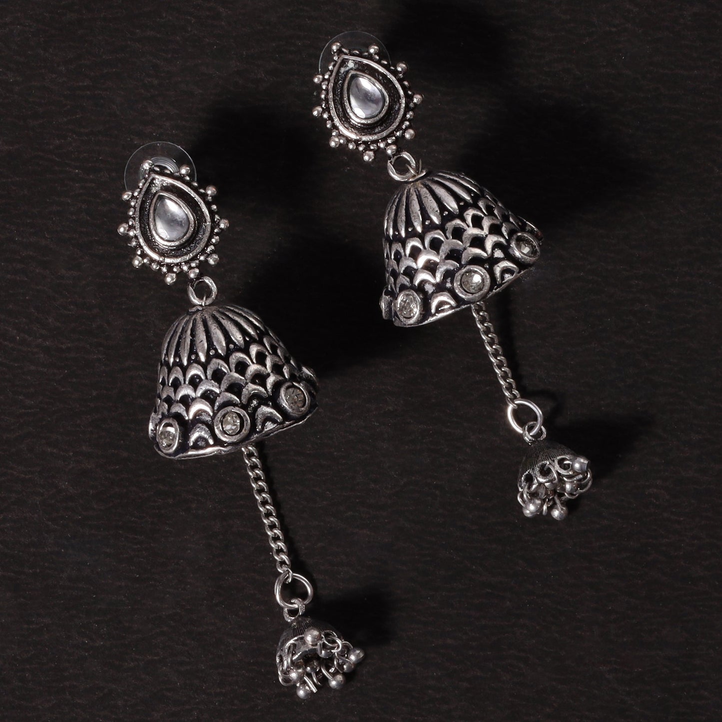 Kundan Studded Oxidised Earrings