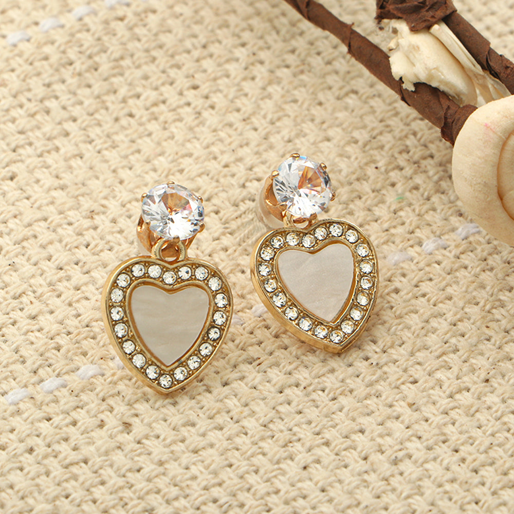 Shine Heart- Stone studded dangler earrings