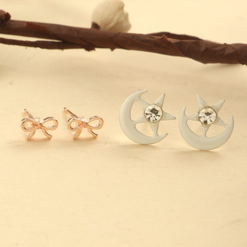 Bow in Bloom- Combo stud earrings