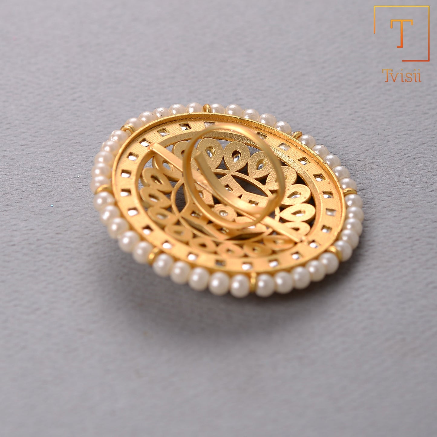Kundan and Pearl studded adjustable Ring