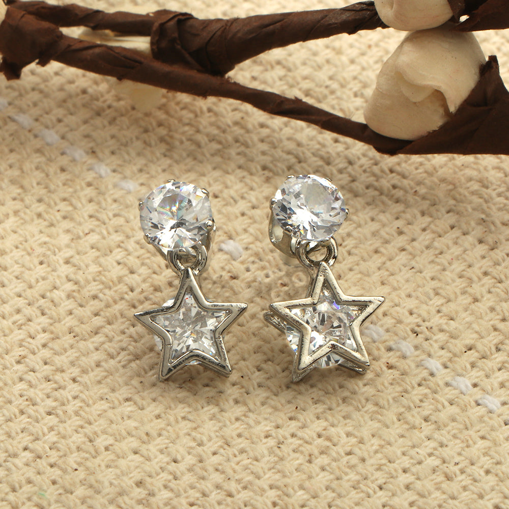 Moon Star- Stone studded dangler earrings
