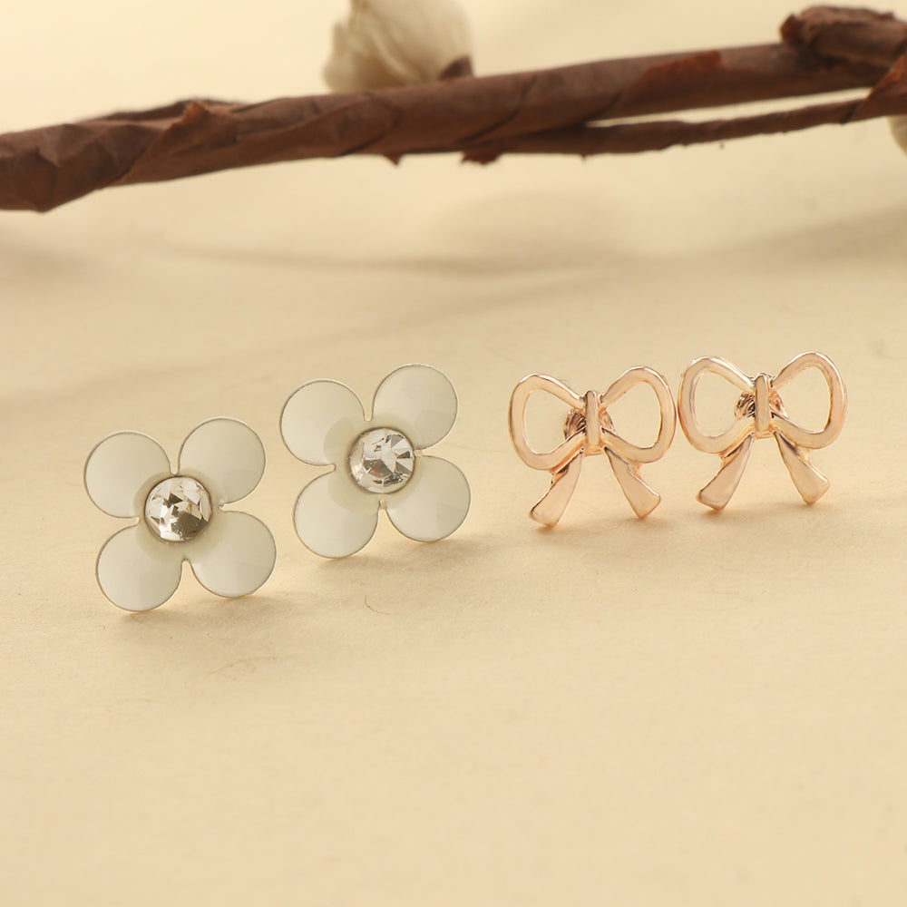 Blossom Bow Duo- Combo stud earrings
