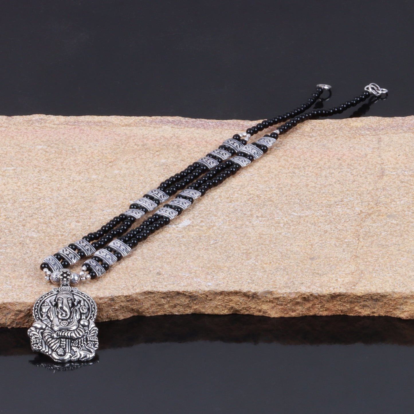Black Beaded Oxidised Neckpiece