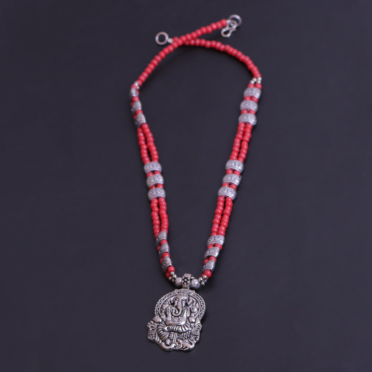 Red Beaded Oxidised Neckpiece