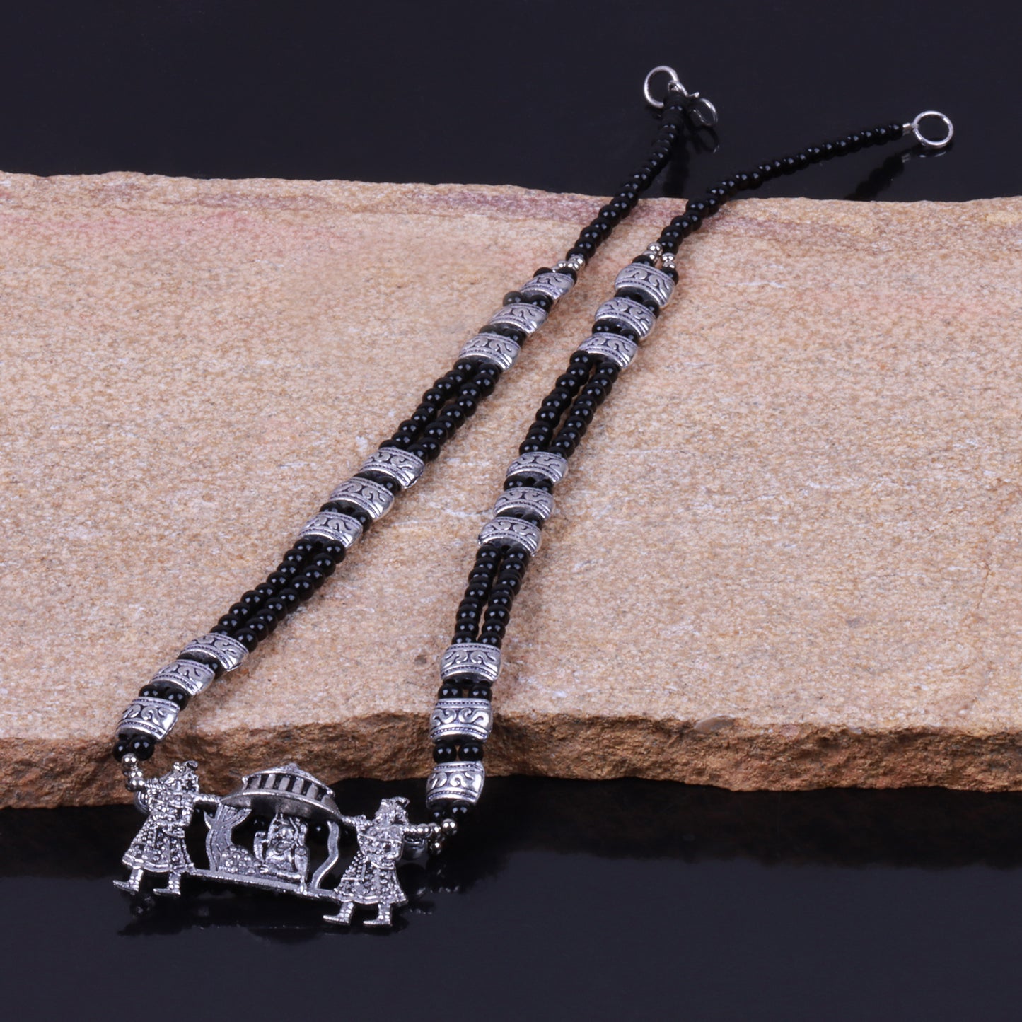 Black Beaded Oxidised Neckpiece