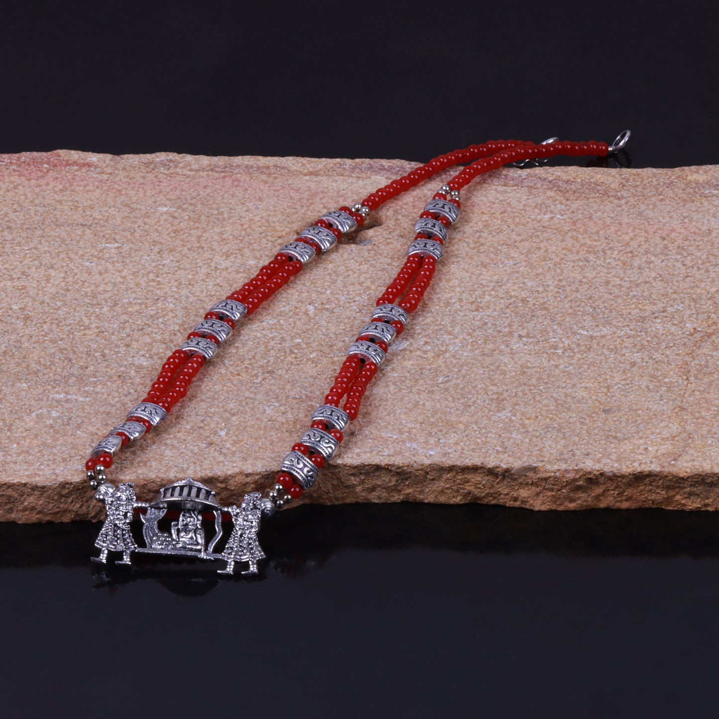 Doli dreams statement pendant beaded neckpiece (Red)