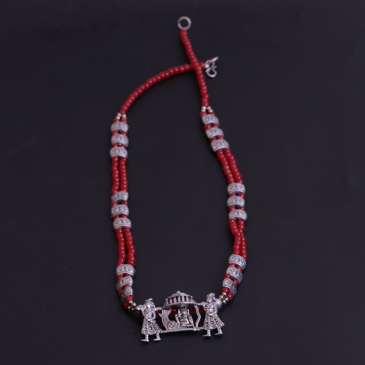 Doli dreams statement pendant beaded neckpiece (Red)