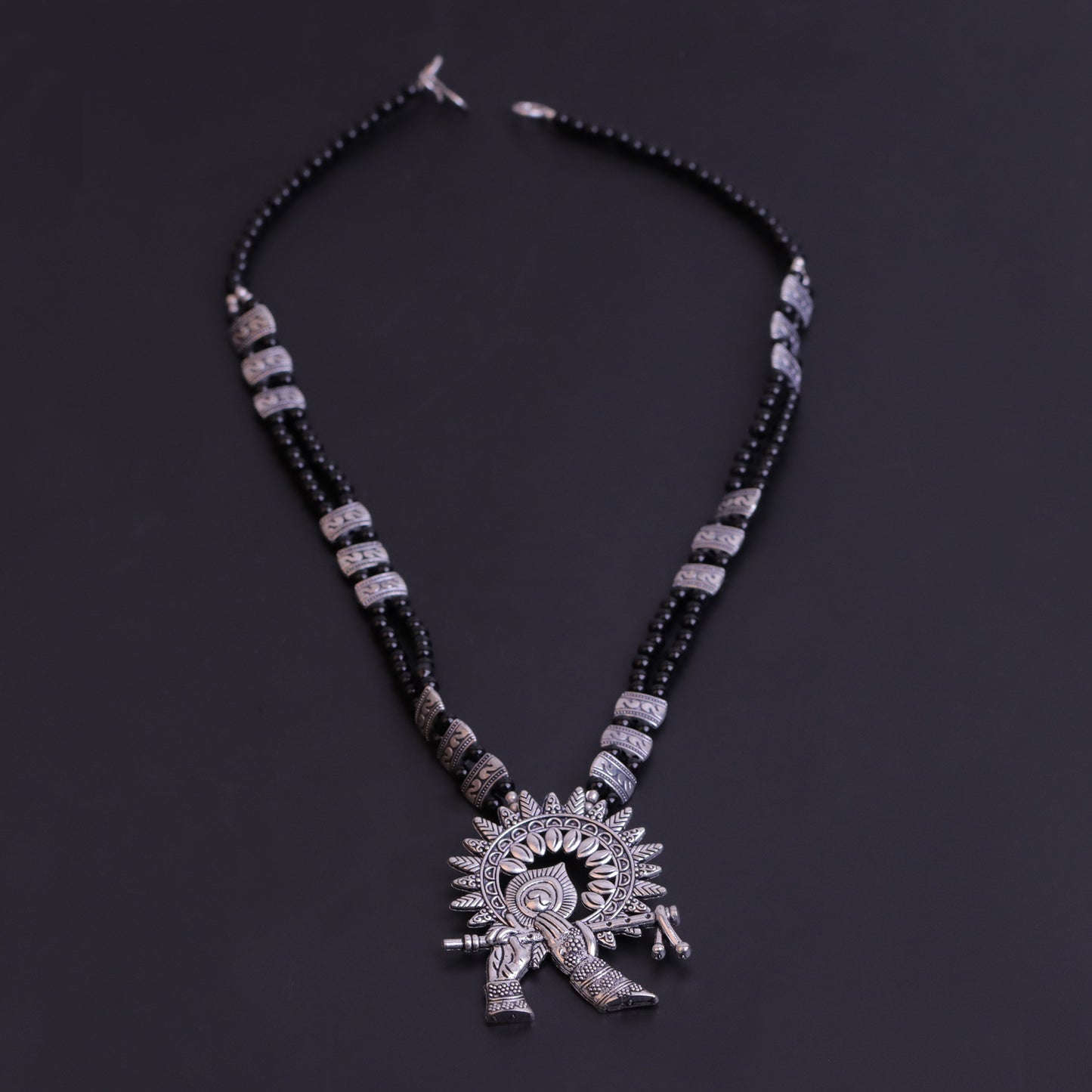 Murli magic statement pendant beaded neckpiece (Black)