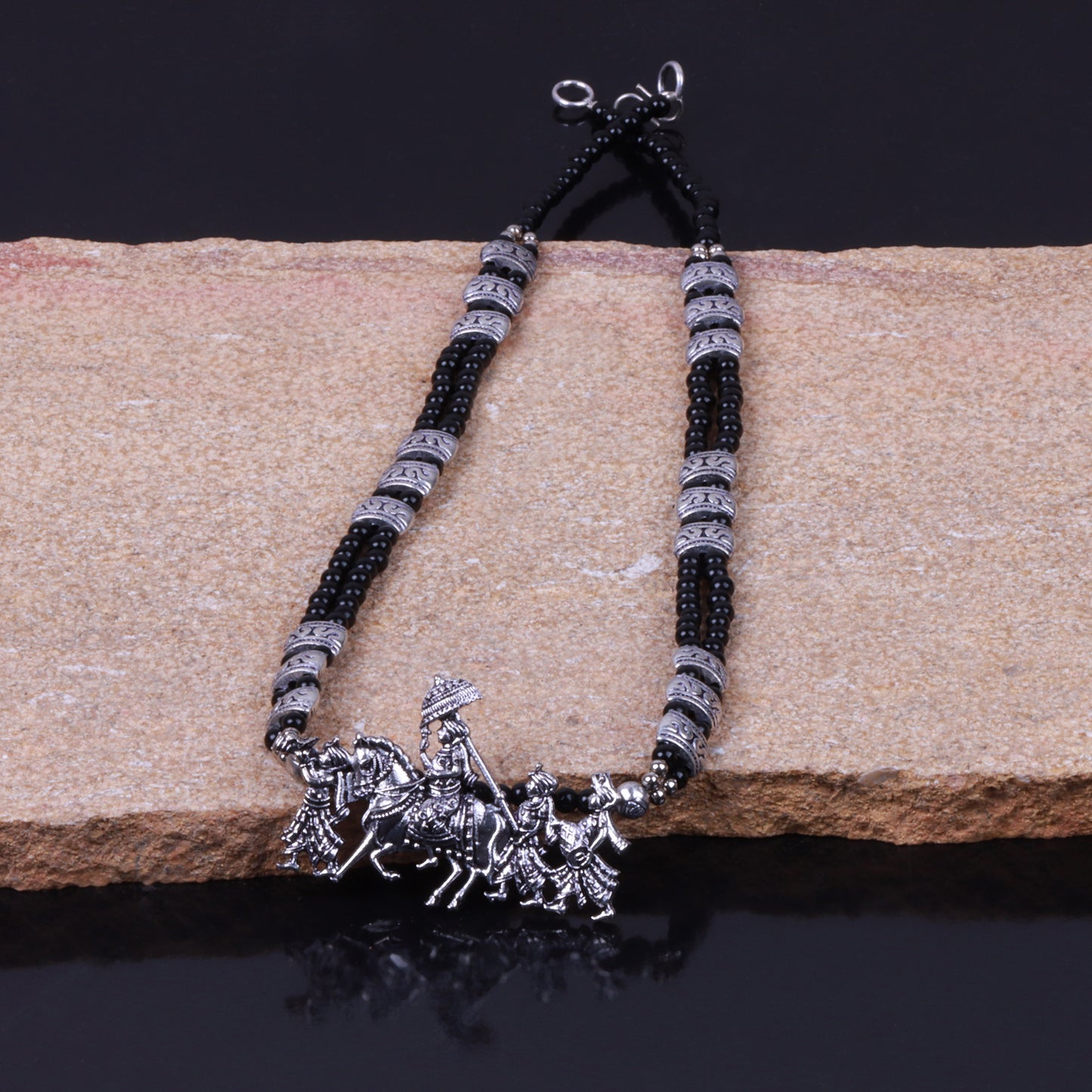 Black Beaded Oxidised Neckpiece