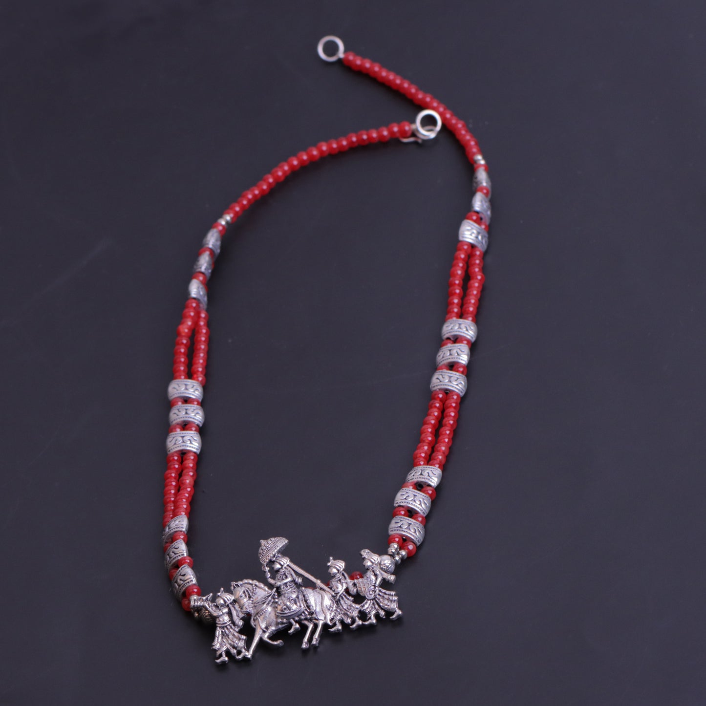 Red Beaded Oxidised Neckpiece