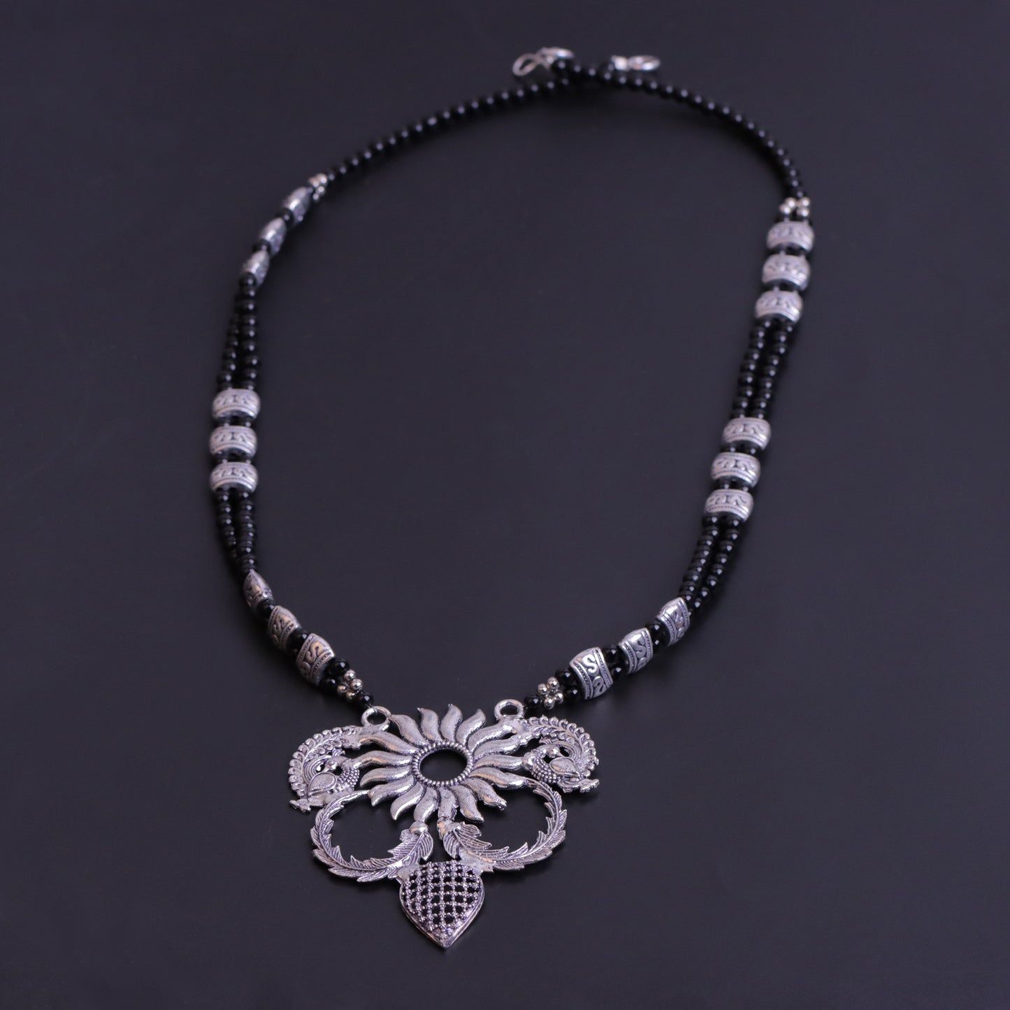 Black Beaded Oxidised Neckpiece