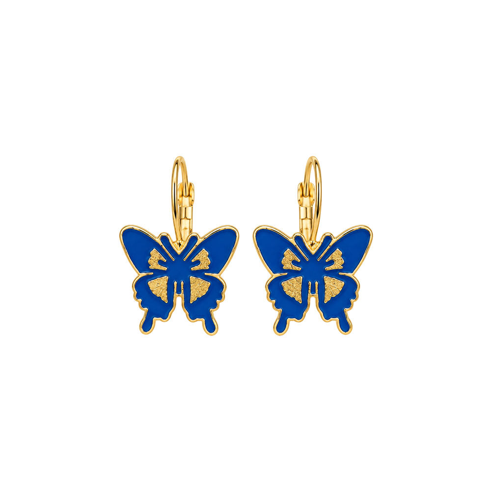 Blue Butterfly Enamel Earrings