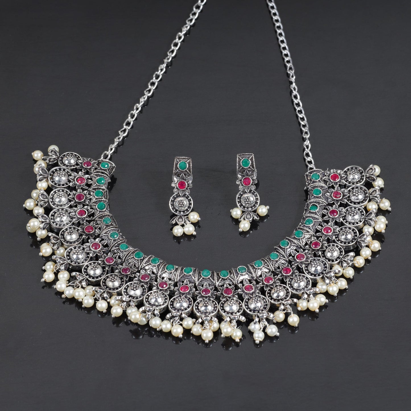 Ancient spark pearl chain neckpiece (Multicolored)