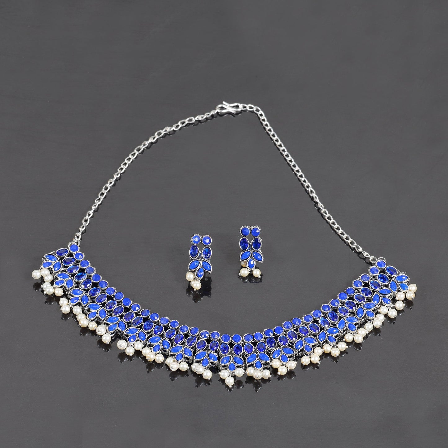 Dessert stone oxidised chain neckpiece (Blue)