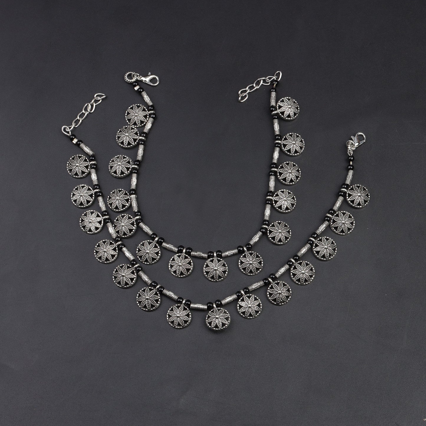 Black Beads studded Charm Bracelet