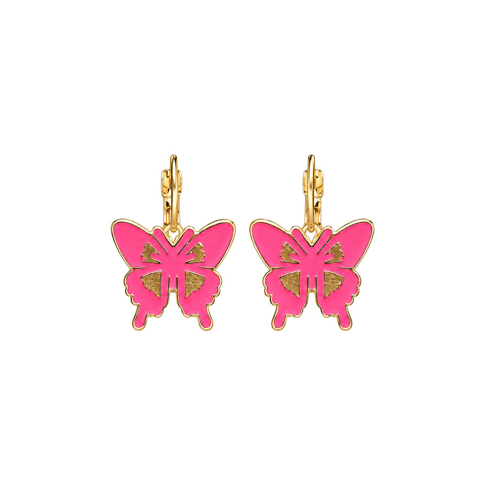 Pink Butterfly Enamel Earrings