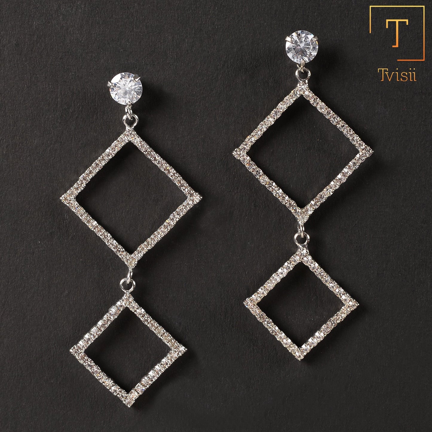 Hanging Zirconia quadrilateral earring