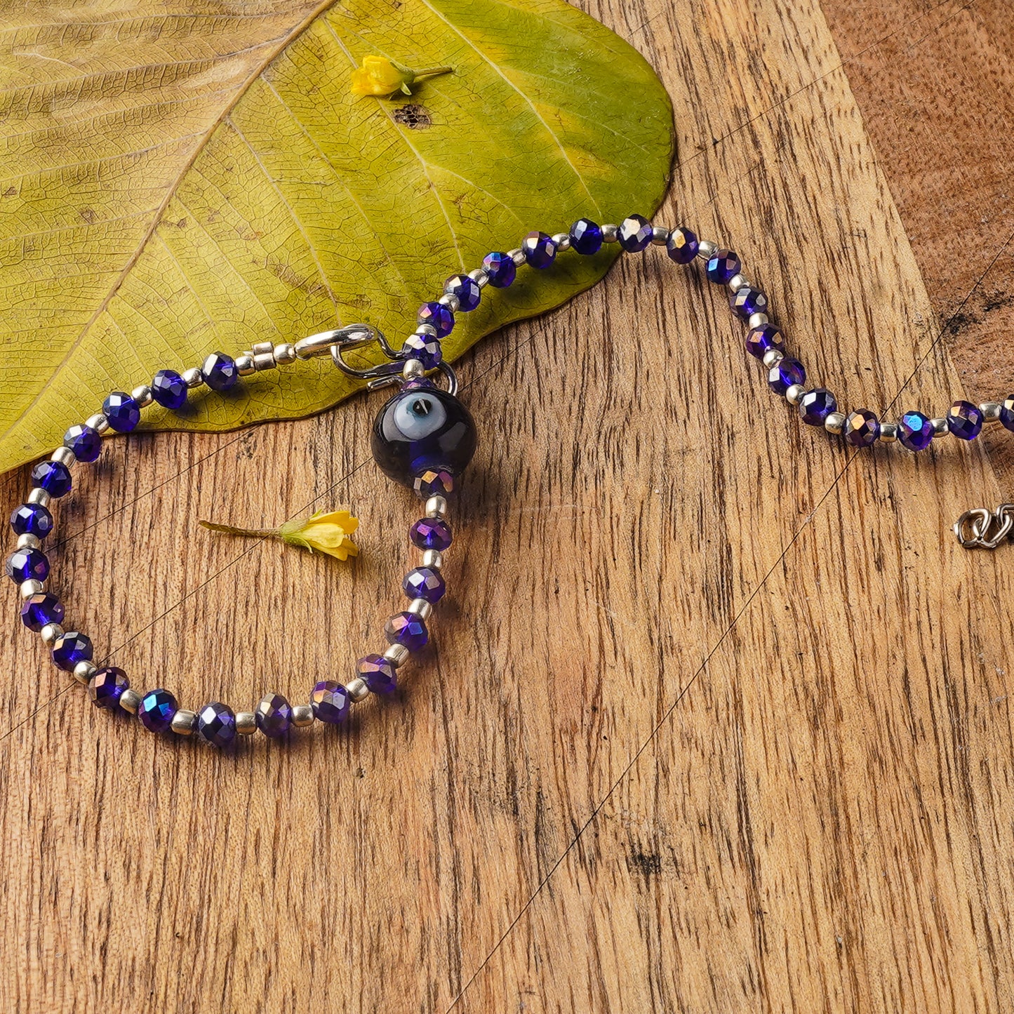 Evil eye beaded anklet (Purple)