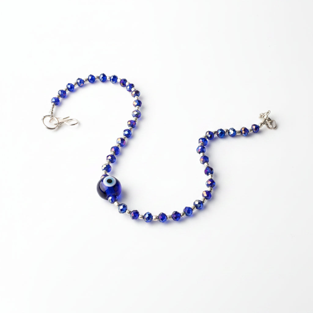 Evil eye beaded anklet (Purple)