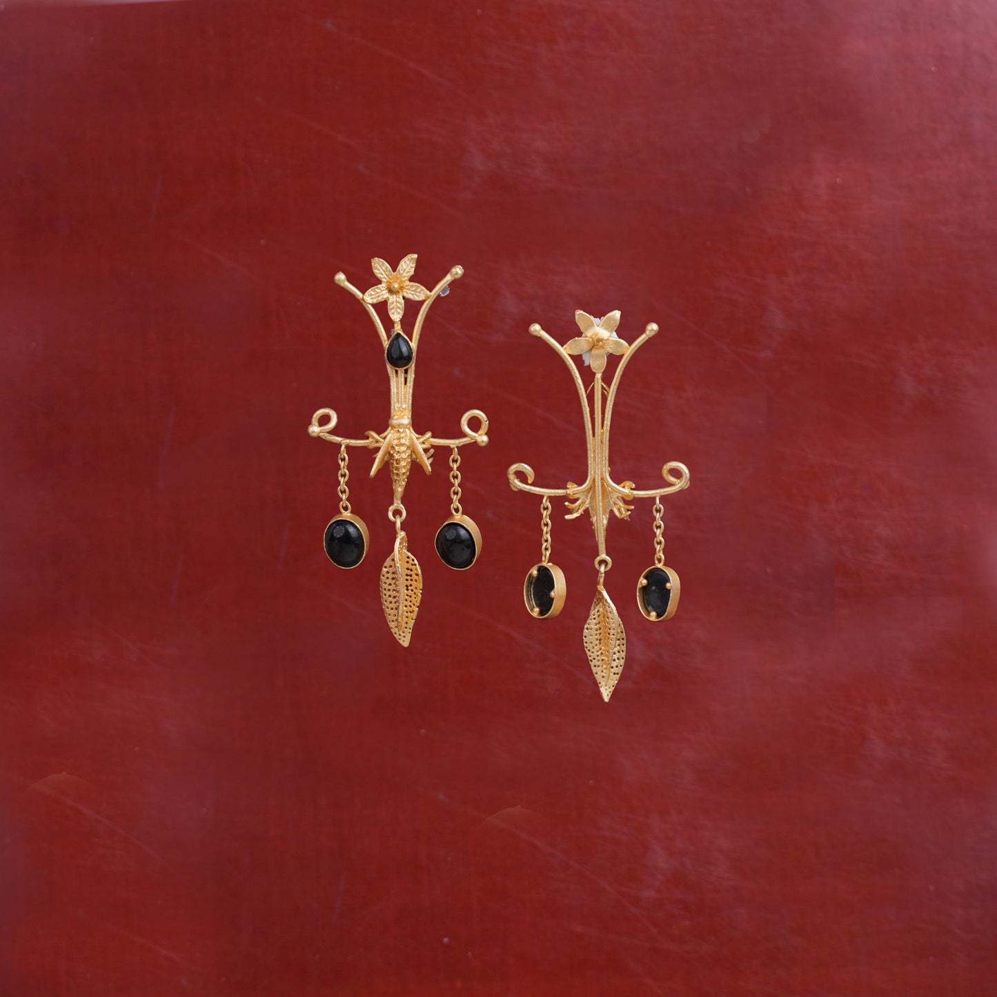 Black Matty Long Hanging Earrings