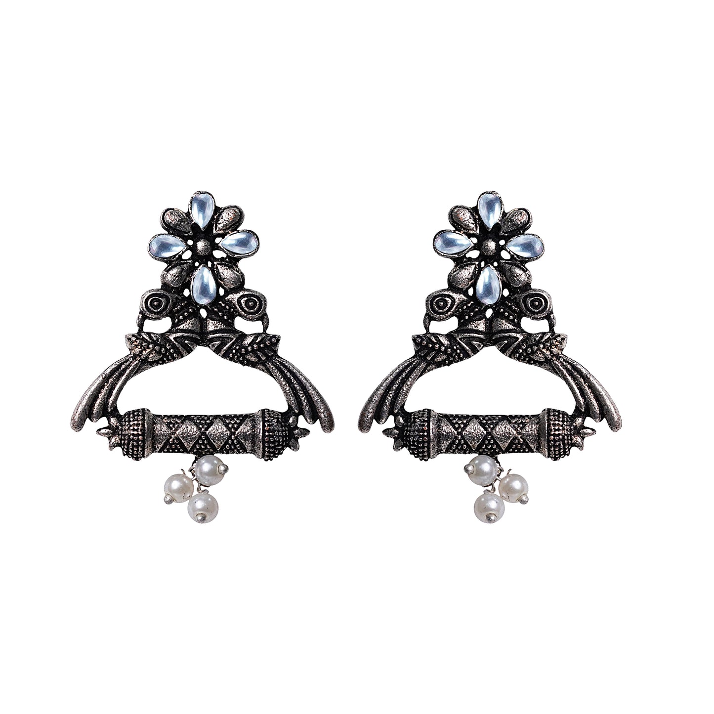 Tweet and bloom stud earring (White)