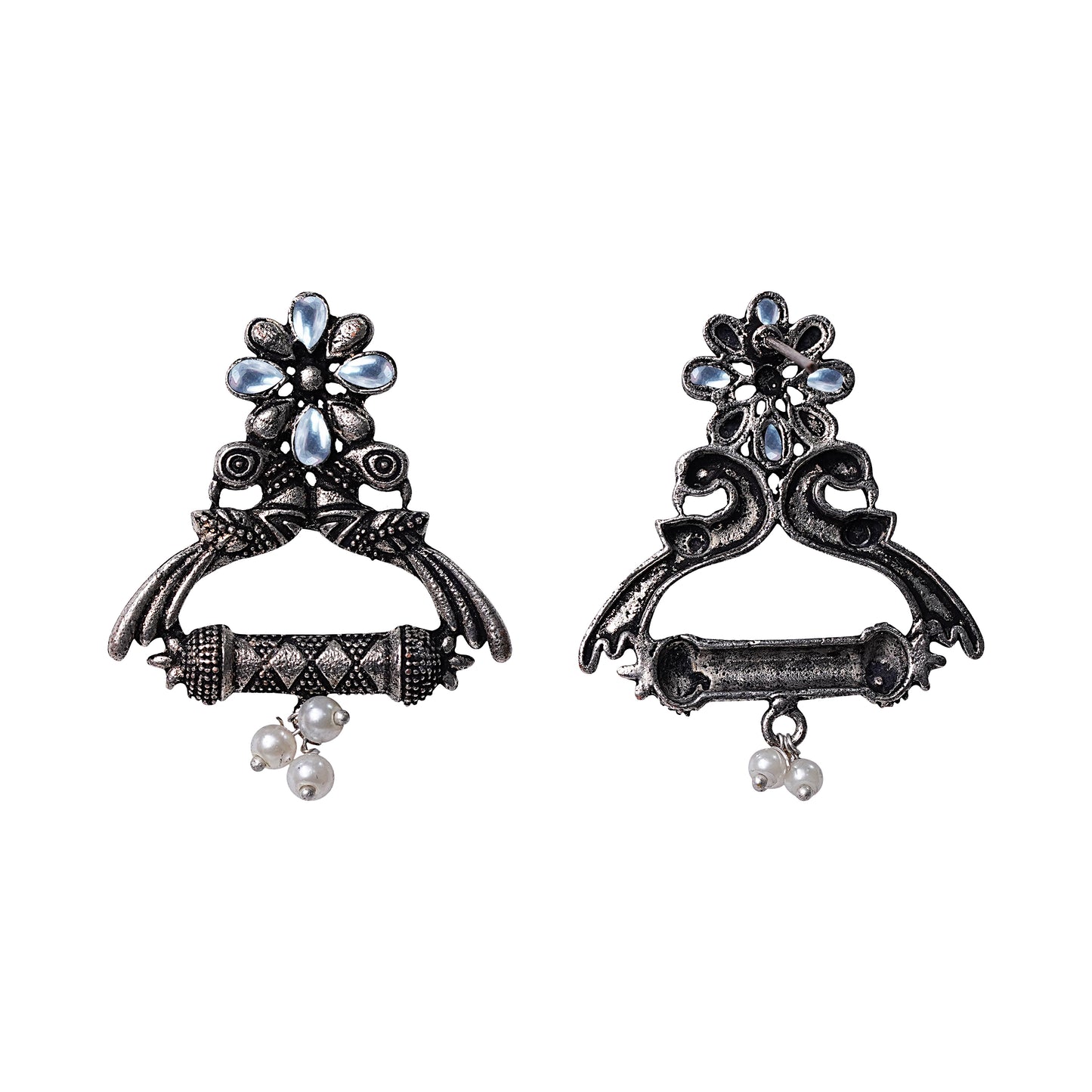 Tweet and bloom stud earring (White)