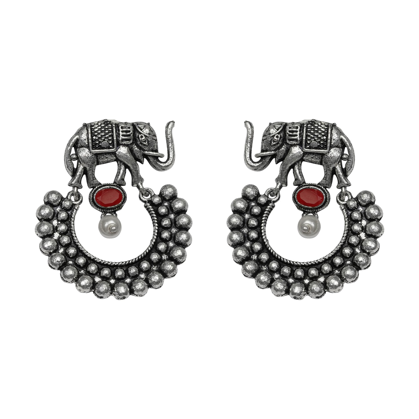 Elephant Arc dangler earrings (Dark Red)