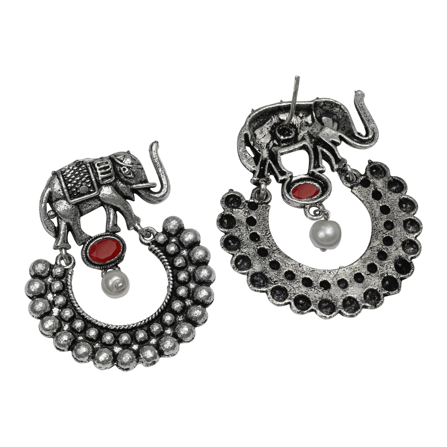 Elephant Arc dangler earrings (Dark Red)