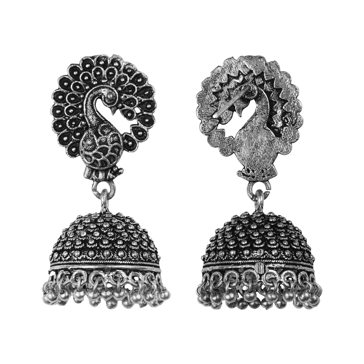 Mayur magic jhumka earrings (Silver)